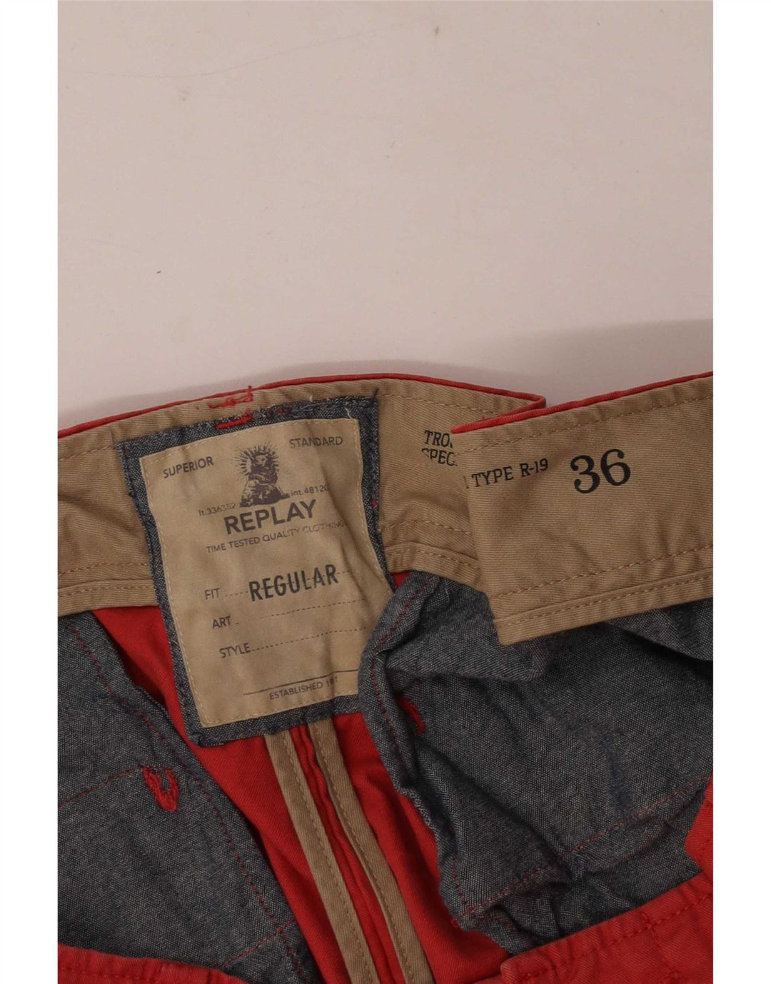Pantaloncini chino da uomo Replay W36 grandi rossi