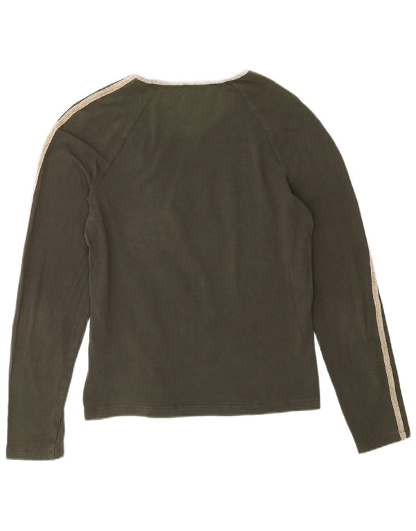 Calvin Klein Jeans Top da donna a manica lunga UK 12 cotone kaki medio