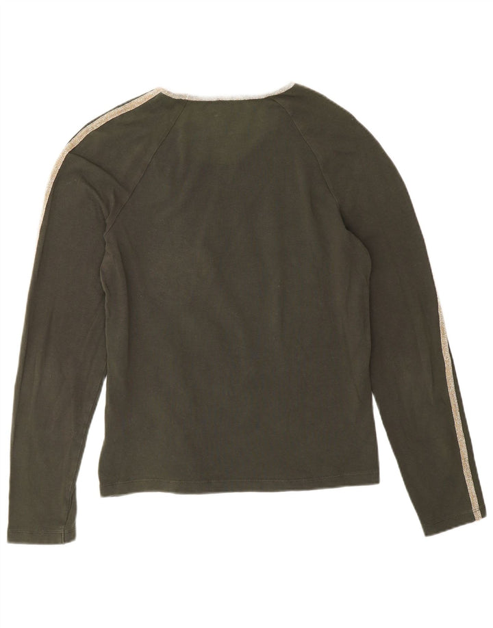 Calvin Klein Jeans Top da donna a manica lunga UK 12 cotone kaki medio