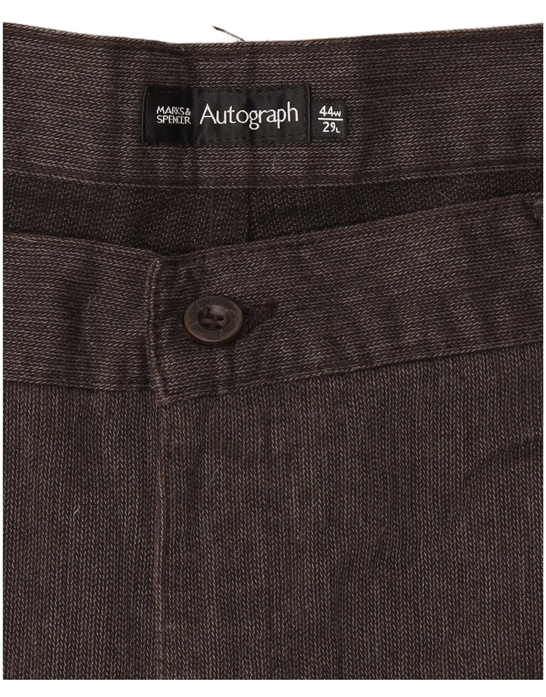 Pantaloni casual da uomo Marks & Spencer Autograph W44 L29 Marrone a spina di pesce