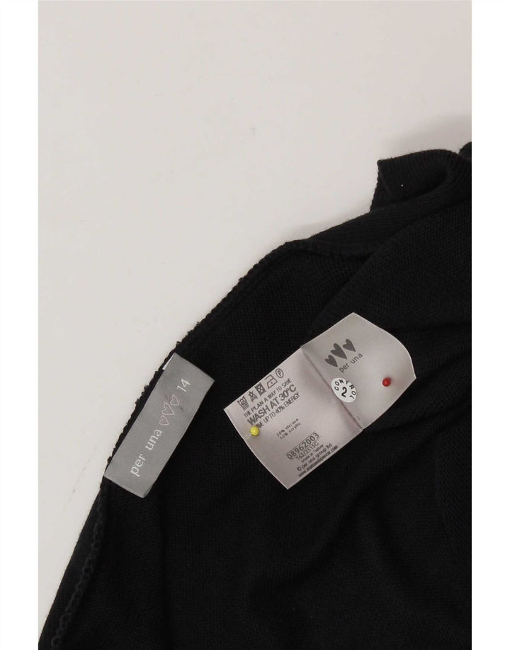 Maglione cardigan asimmetrico da donna Marks & Spencer UK 14 grande nero