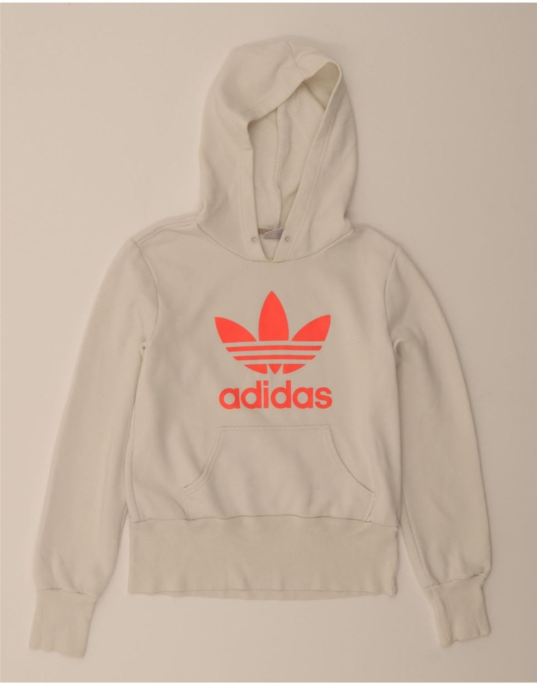 ADIDAS  Graphic Hoodie Jumper EU 40 Medium White Cotton Vintage Adidas and Second-Hand Adidas from Messina Hembry 