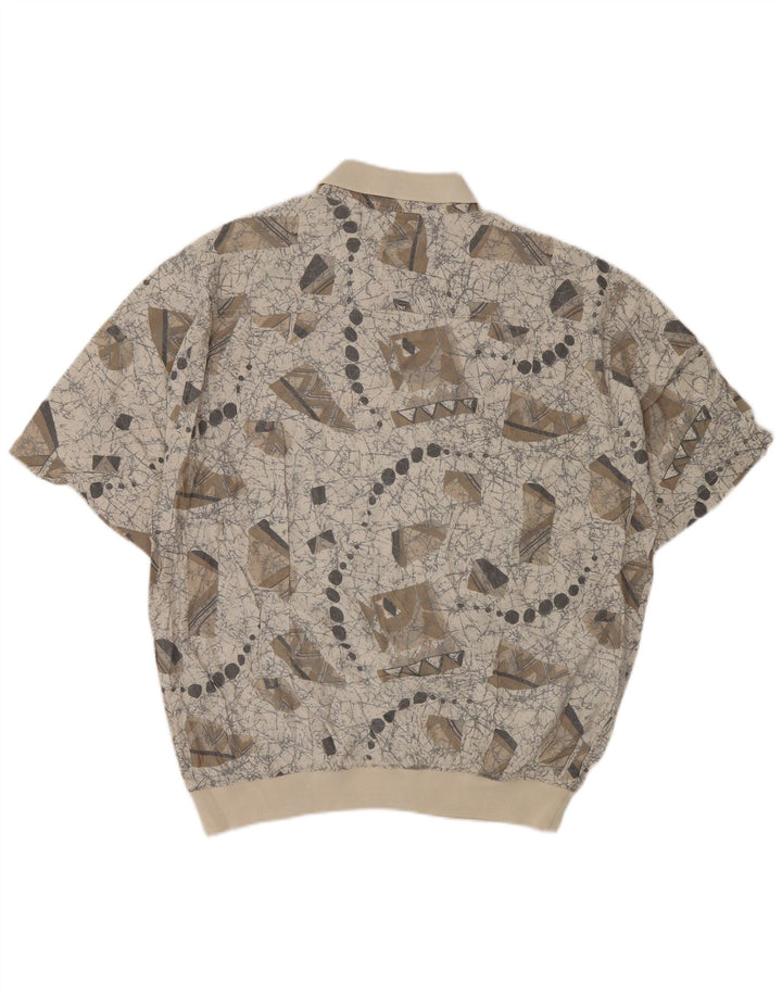 Malagrida Camicia pullover a maniche corte da uomo con motivo astratto XL in viscosa grigia