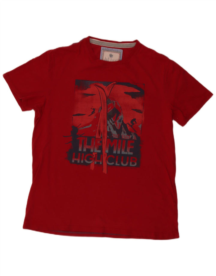 T-shirt grafica da uomo Fat Face Top XL in cotone rosso