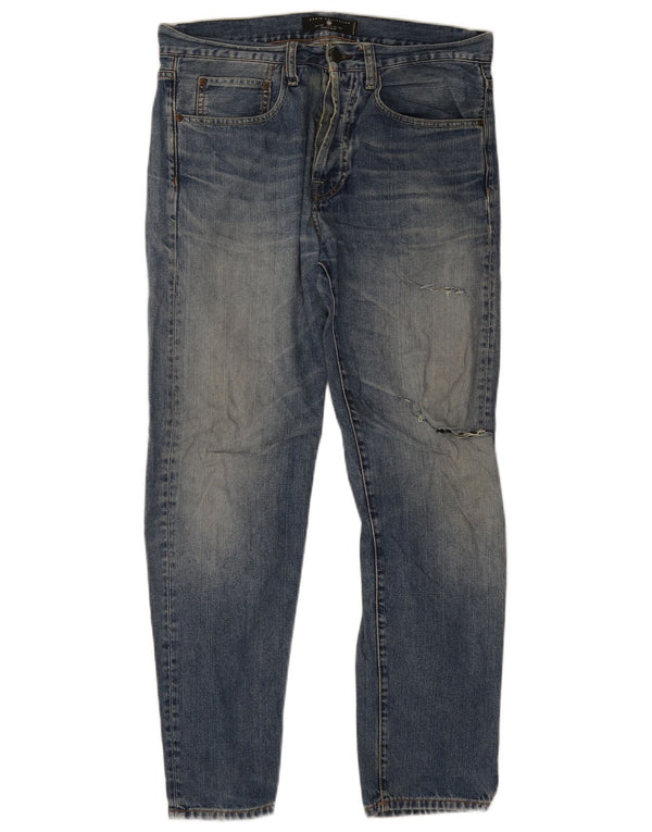 Jeans slim invecchiati da uomo Zara EU 42 Large W32 L30 Blu