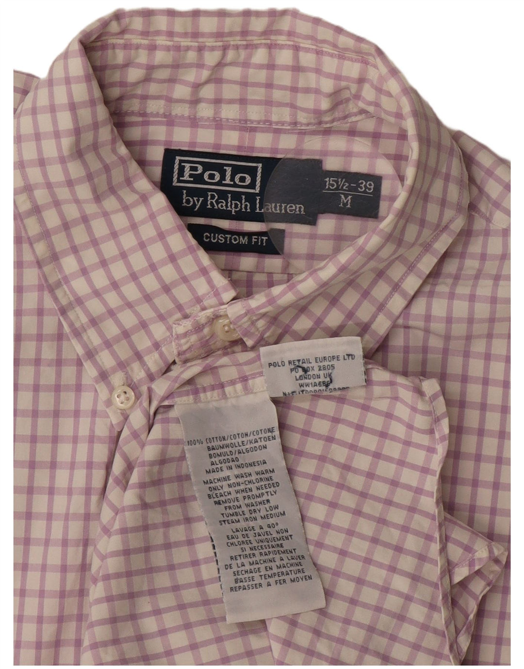 POLO RALPH LAUREN Camicia da uomo su misura taglia 39 15 1/2 medio viola a quadri
