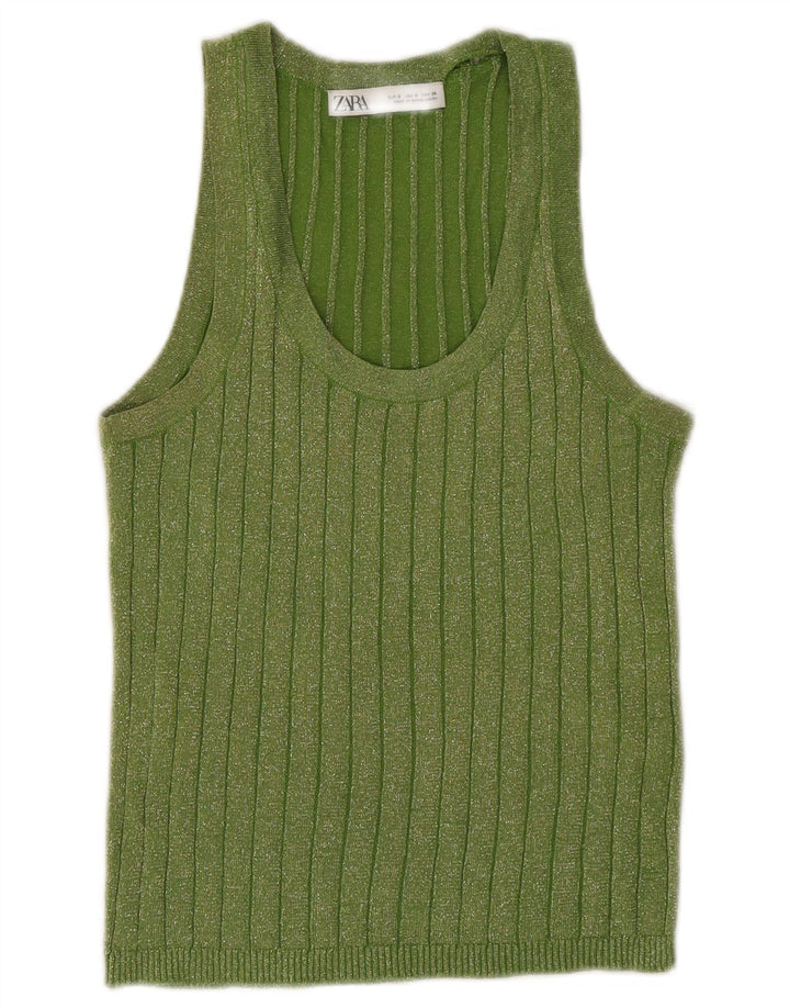 Canotta da donna Zara UK 10 piccola viscosa screziata verde