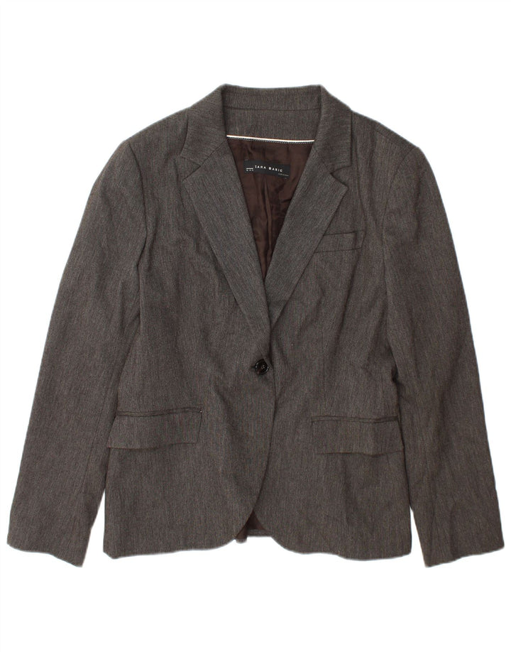 Giacca blazer a 1 bottone da donna Zara UK 18 XL viscosa grigia