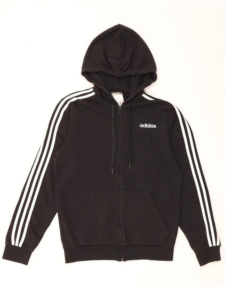 Maglione con cappuccio e zip Adidas da uomo piccolo in cotone nero