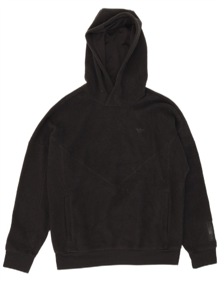 Maglione in pile con cappuccio Adidas da ragazzo 12-13 anni in poliestere nero