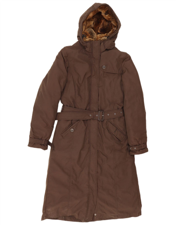 Cappotto imbottito con cappuccio da donna Woolrich UK 10 piccolo cotone marrone