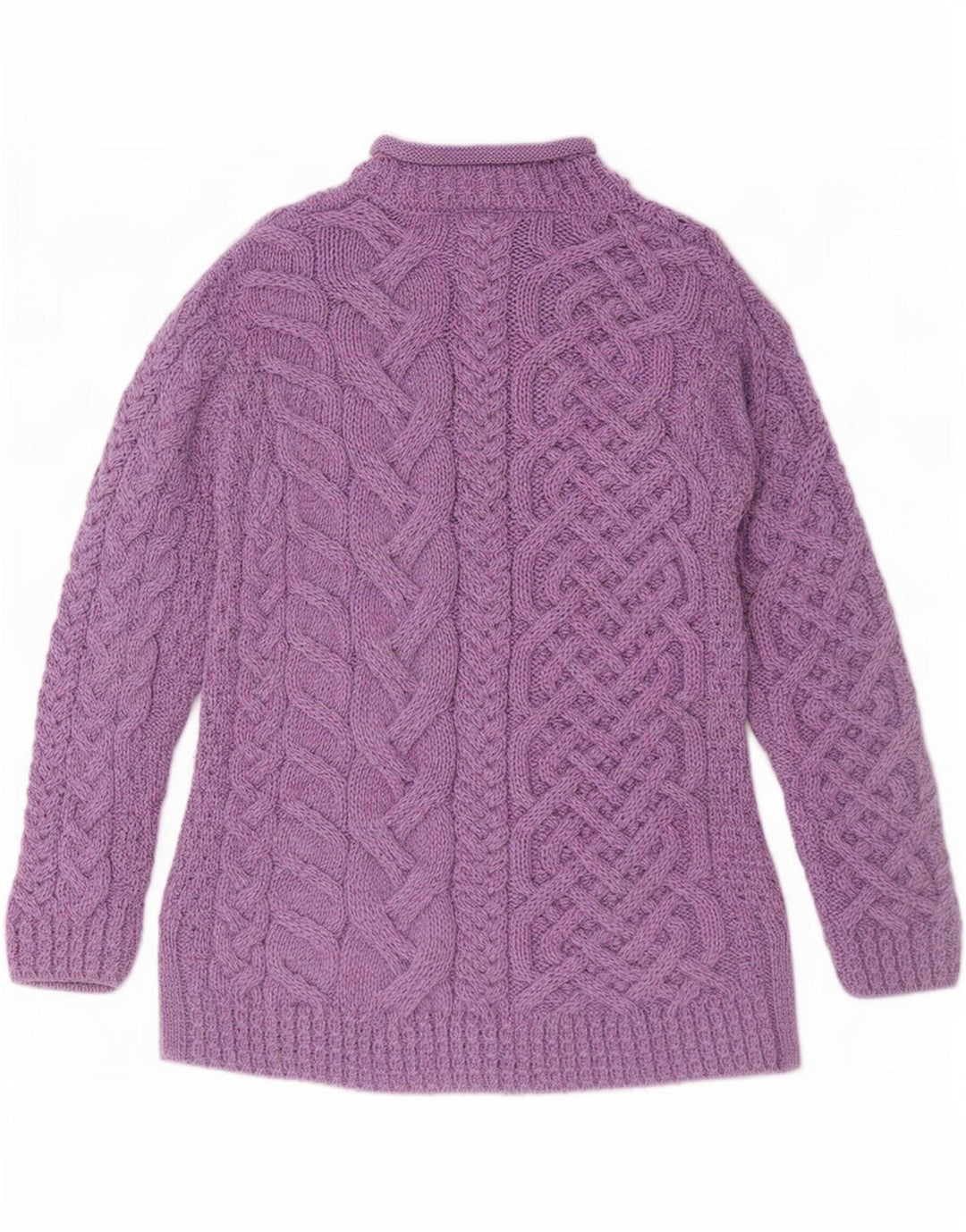 Maglione a collo alto da donna Aran Wollen Mills UK 14 Viola medio