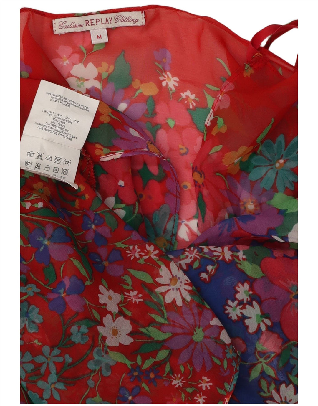 Replay Camicetta da donna Top UK 14 Poliestere floreale rosso medio
