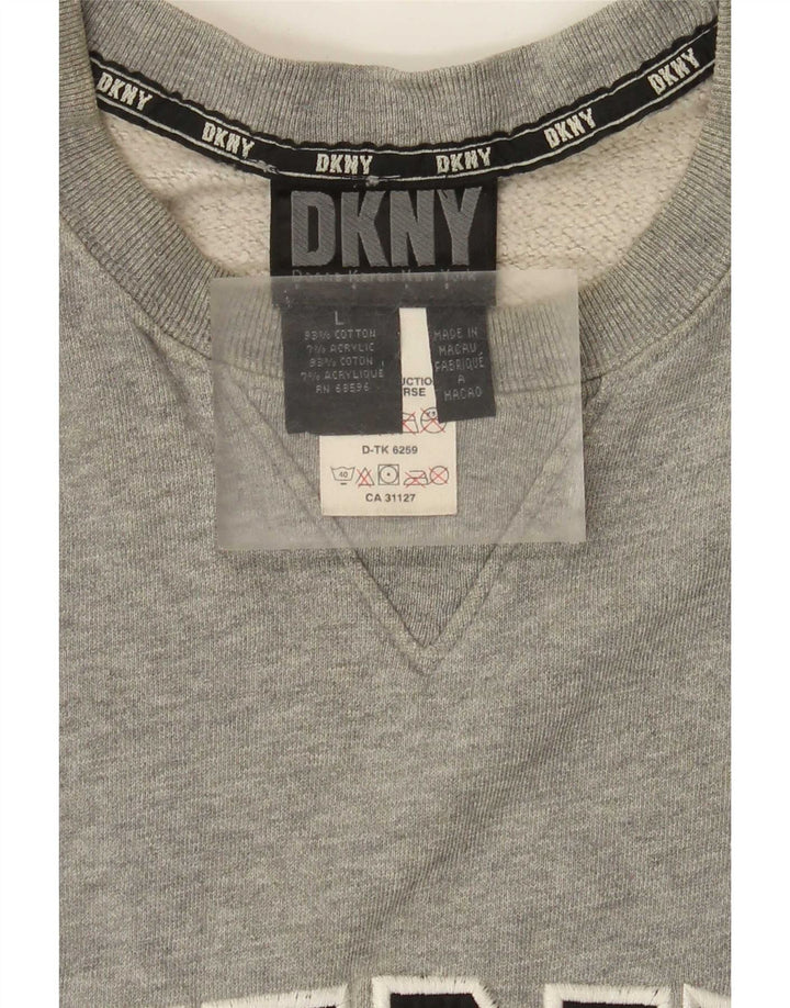 Dkny Felpa grafica da uomo Maglione grande cotone grigio