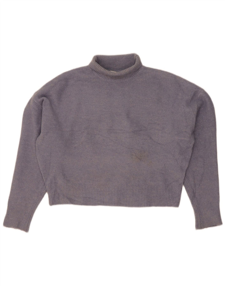 Maglione corto oversize a collo alto corto da donna Zara UK 14 Blu medio