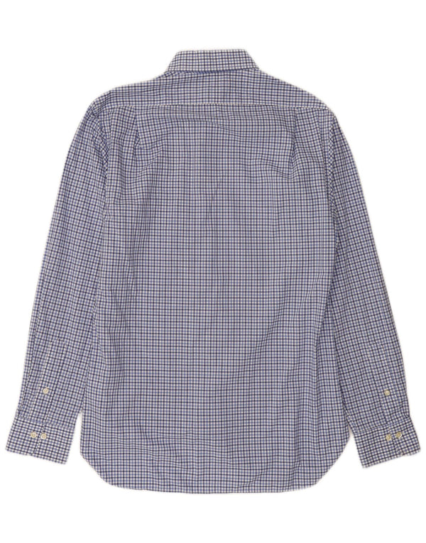 Polo Ralph Lauren Camicia slim fit da uomo taglia 16 grande cotone a quadri blu