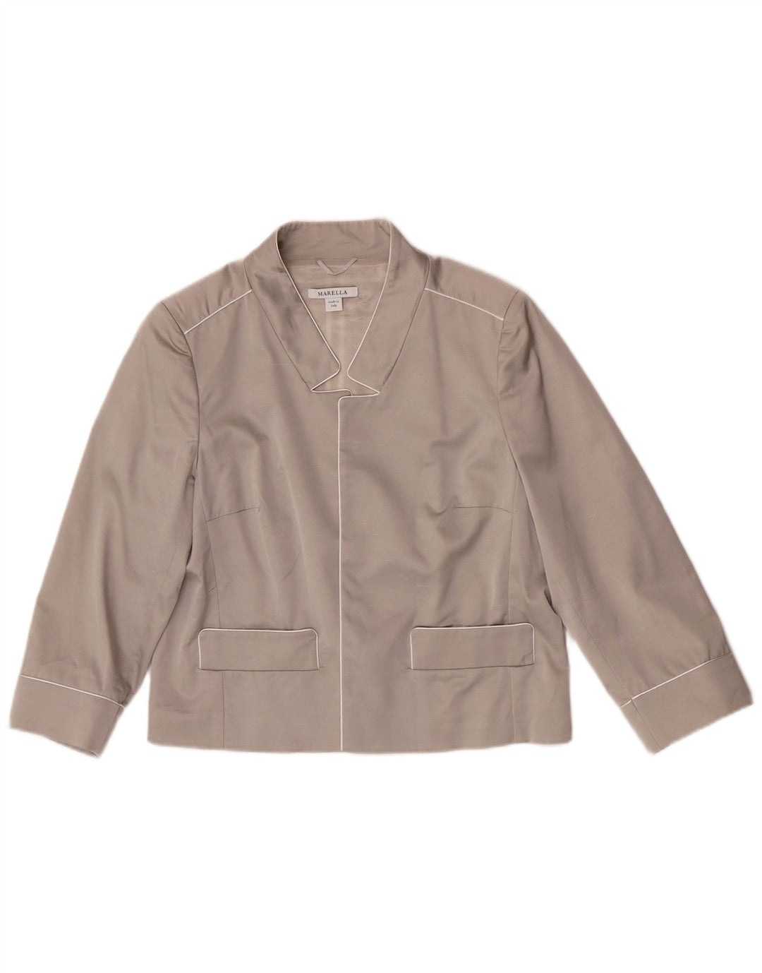 Giacca blazer aperta da donna Marella UK 16 grande viscosa grigia