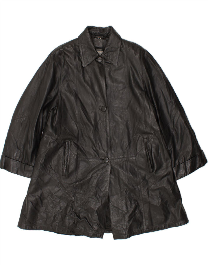 MEUCCI FIRENZE Womens Leather Coat IT 44 Medium Black Vintage Meucci Firenze and Second-Hand Meucci Firenze from Messina Hembry 