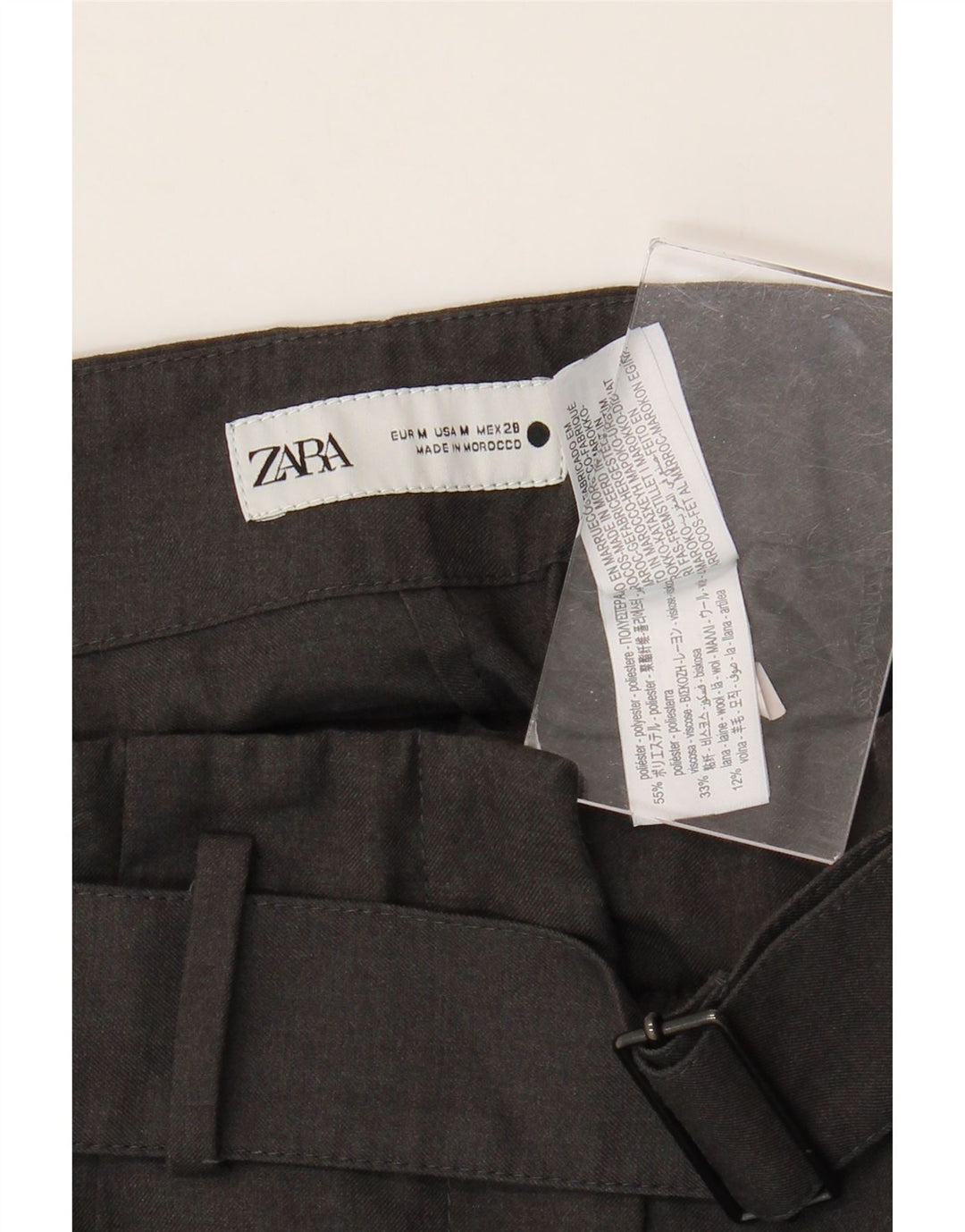 Pantaloni casual da donna ZARA a gamba larga medi W28 L29 poliestere grigio
