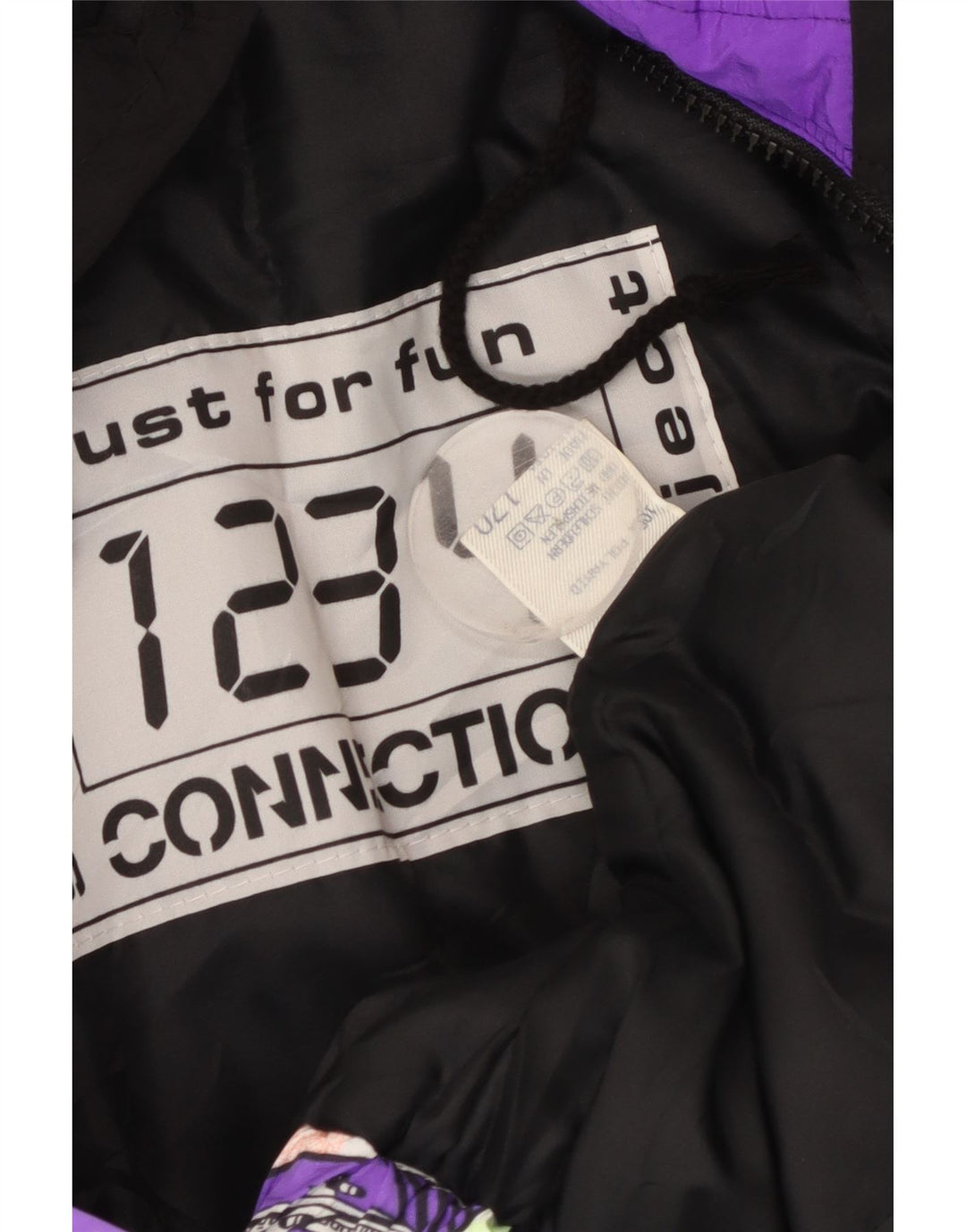 Giacca da sci vintage da uomo con cappuccio grafico UK 40 grande poliammide multicolore