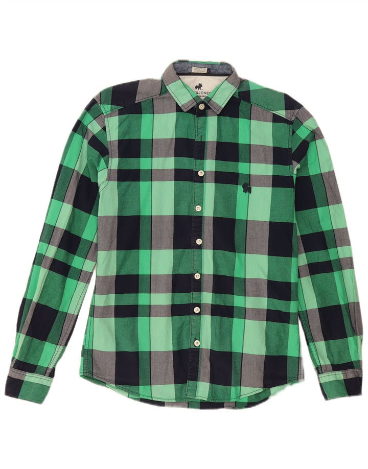 Camicia da uomo in flanella Jack & Jones a quadri piccoli in cotone verde