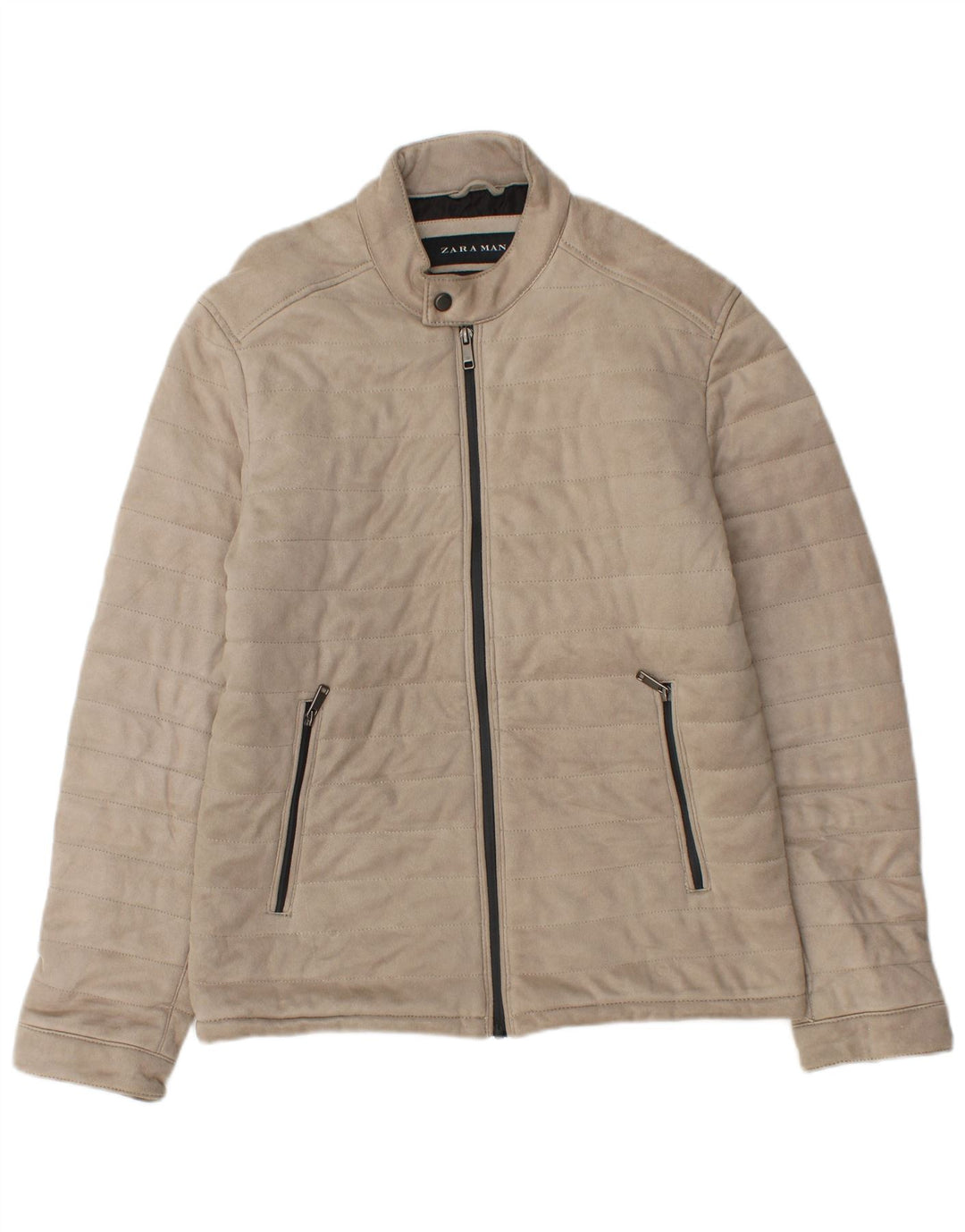 Giubbotto bomber da uomo Zara UK 38 Poliestere beige medio