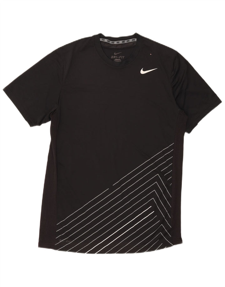 T-shirt grafica Nike Dri Fit da uomo, parte superiore in poliestere nero medio