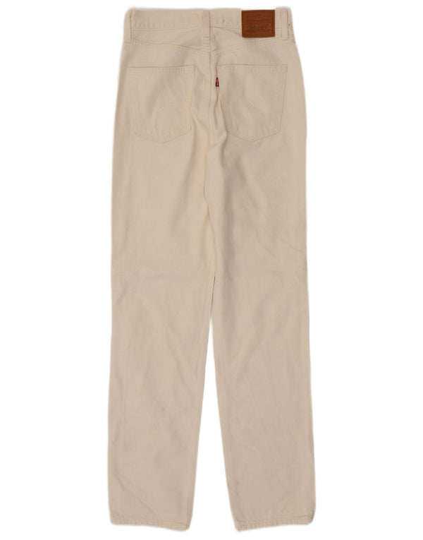 Jeans dritti slim a vita alta da donna Levi's W26 L31 cotone bianco sporco