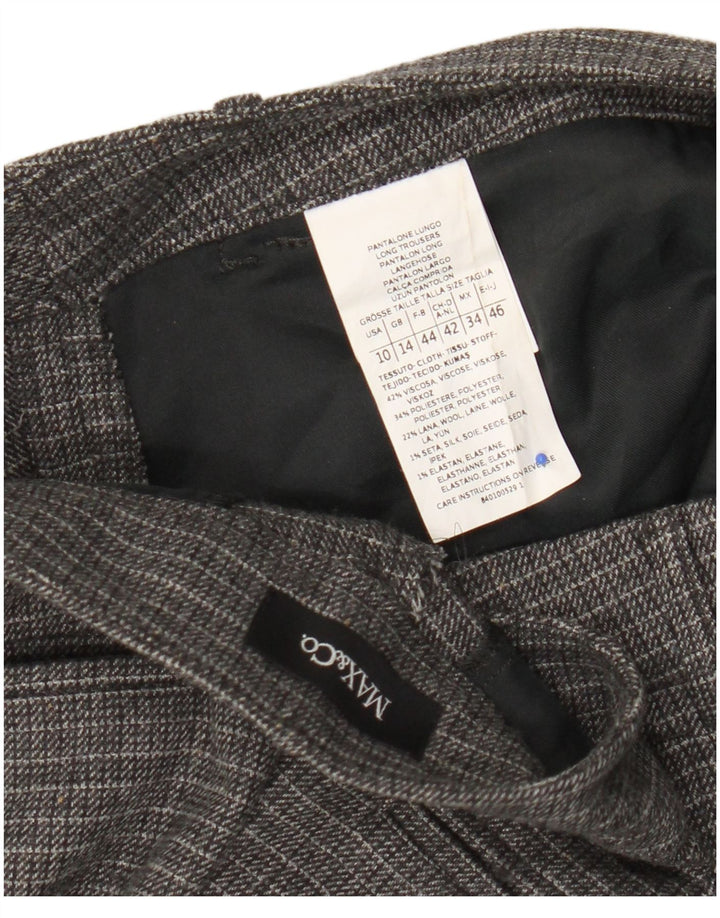 Pantaloni corti slim da donna Max & Co. UK 14 Large W34 L24 a quadri grigi
