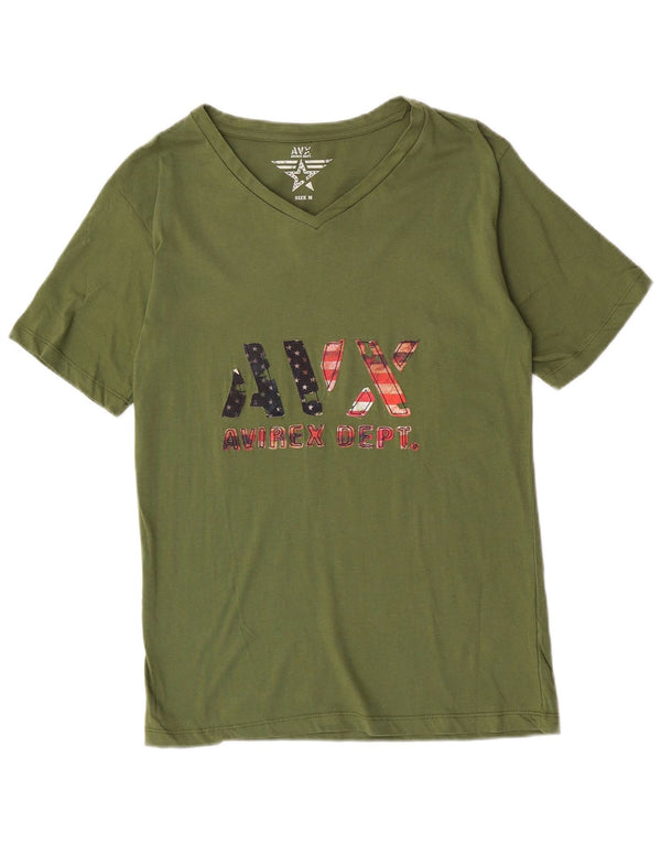 T-shirt grafica da uomo Avirex Top in cotone kaki medio