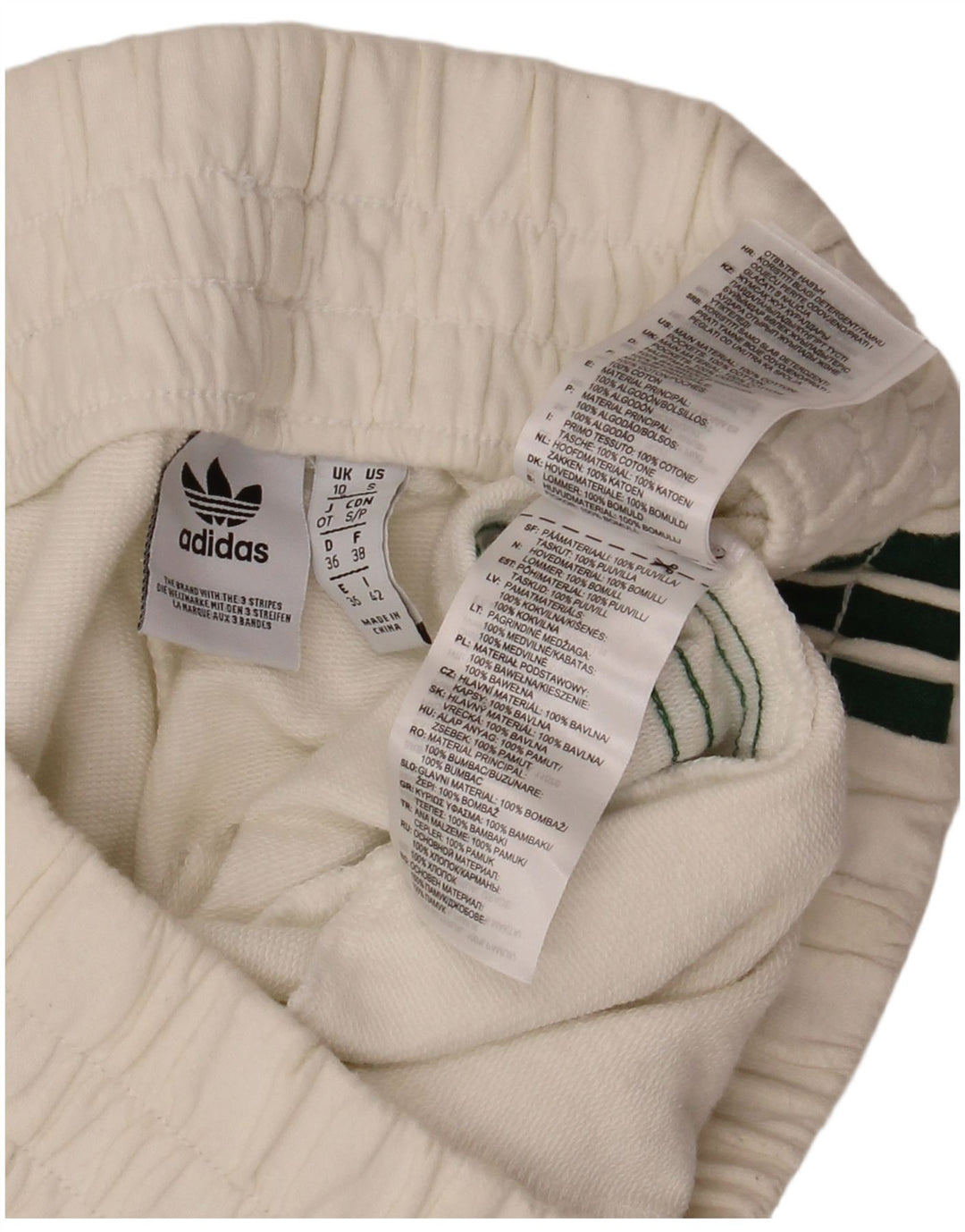 Pantaloncini sportivi da donna Adidas UK 10 piccoli cotone bianco