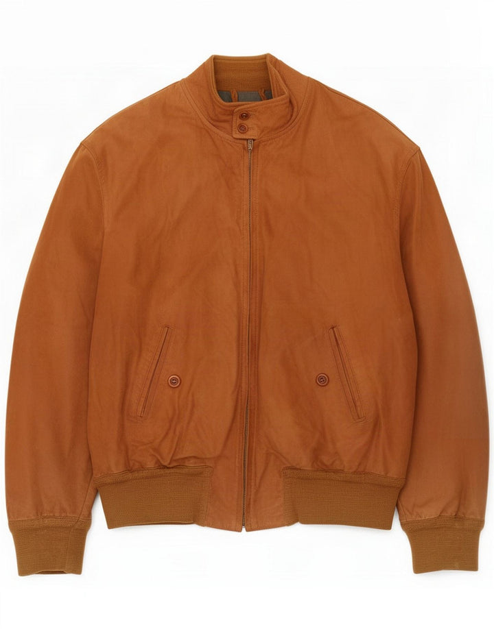 Stewart Mens Leather Bomber Jacket UK 46 3XL Brown