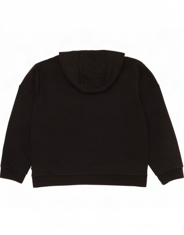 Felpa con cappuccio grafica da donna Emporio Armani UK 14 cotone nero medio