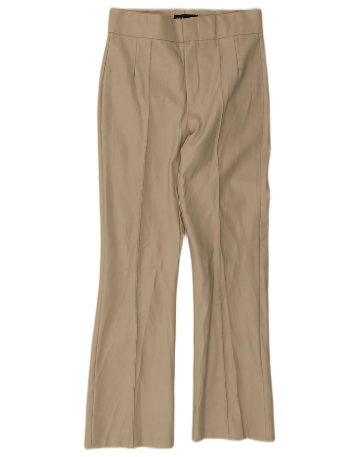 Pantaloni casual dritti da donna Zara piccoli W26 L26 poliestere beige