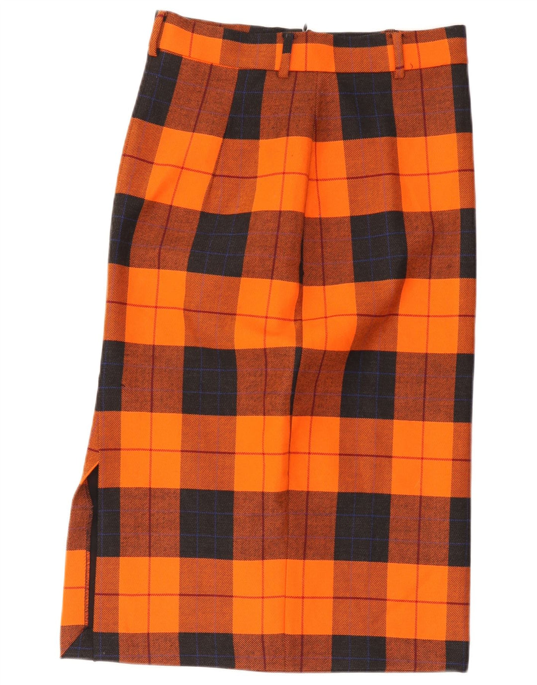 Gonna dritta da donna vintage W30 scozzese medio arancione