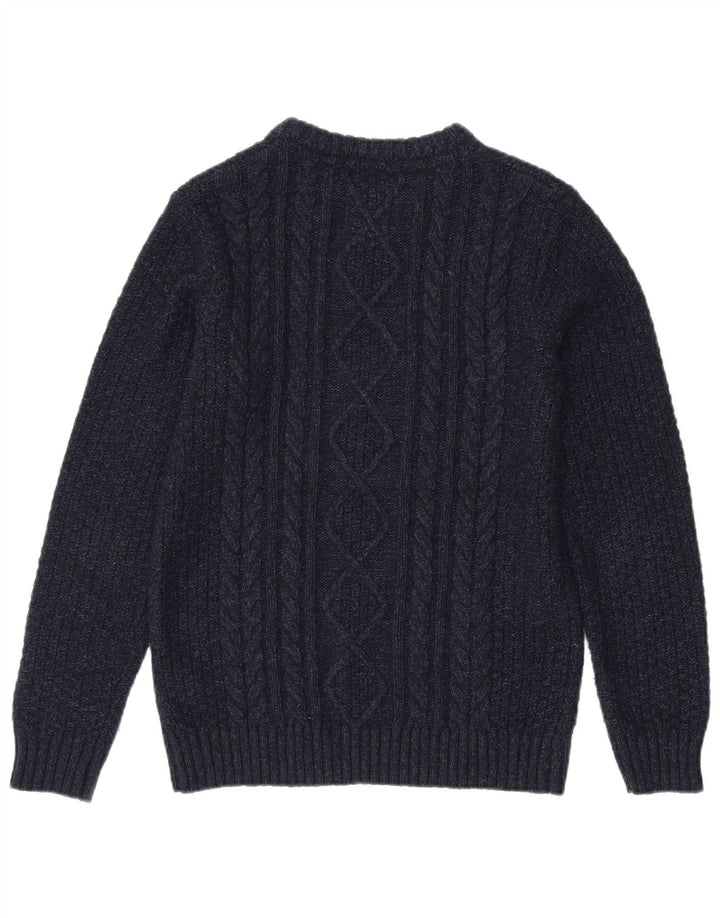Maglione da uomo con scollo a barca Fat Face piccolo in lana blu navy