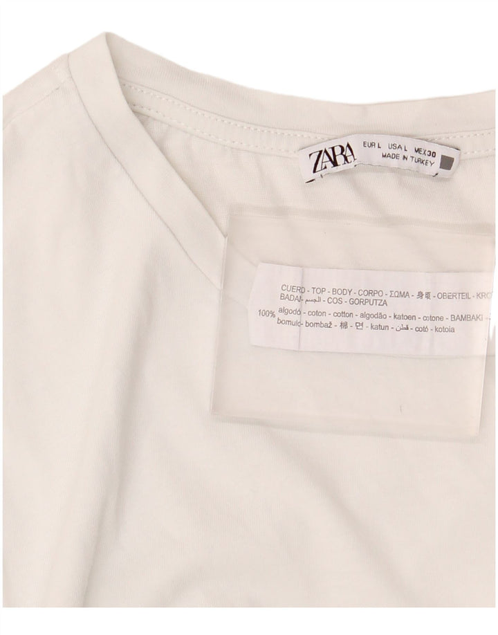 Camicetta da donna Zara Top UK 16 grande cotone bianco