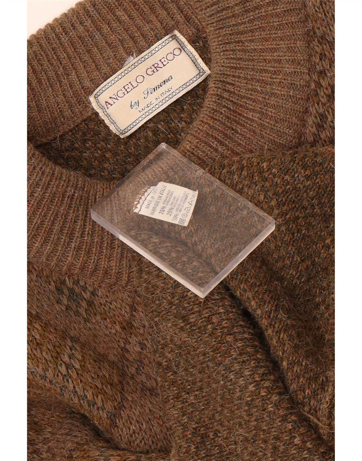 Angelo Greco da uomo di Simona cardigan maglione grande marrone a rombi/diamante