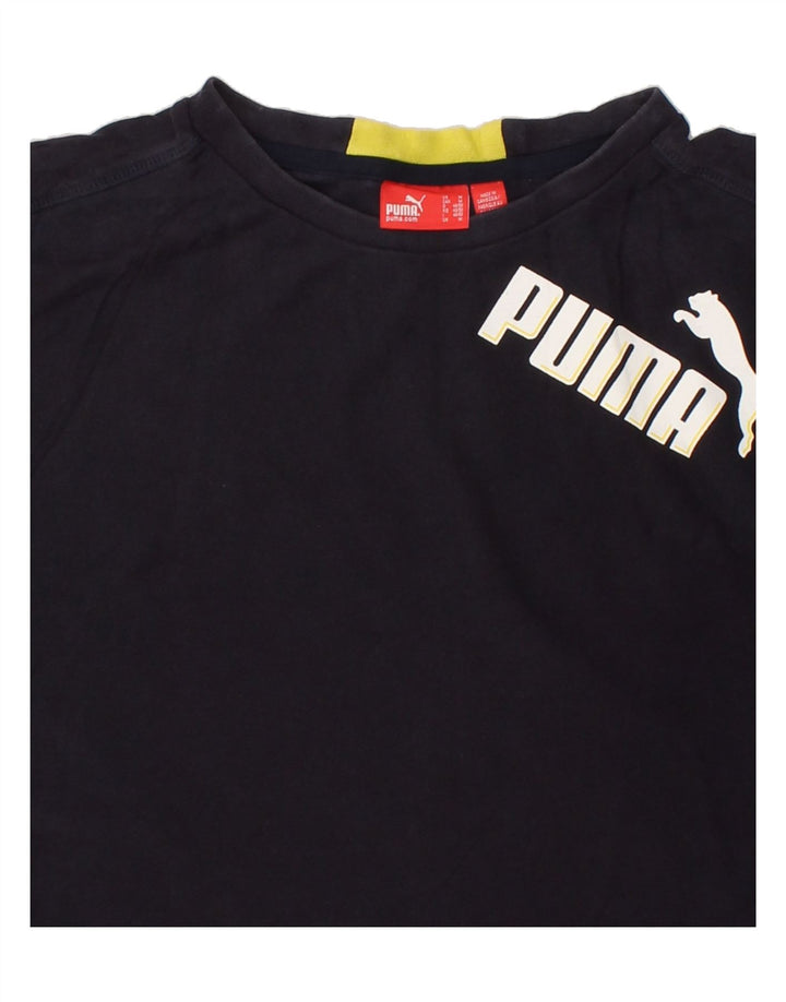 PUMA Mens Graphic T-Shirt Top Medium Navy Blue Cotton Vintage Puma and Second-Hand Puma from Messina Hembry 