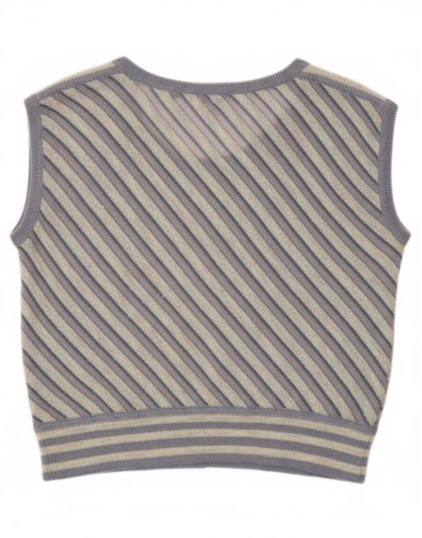 Canottiera vintage da donna UK 12 a righe viola medie