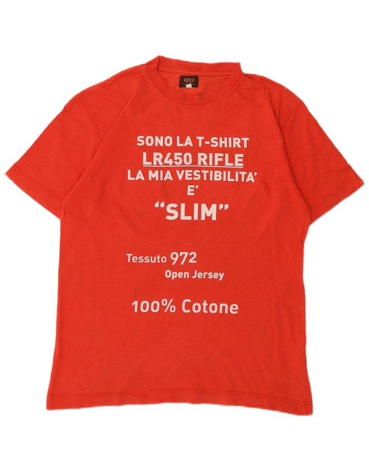 T-shirt grafica da uomo Rifle Top grande in cotone rosso