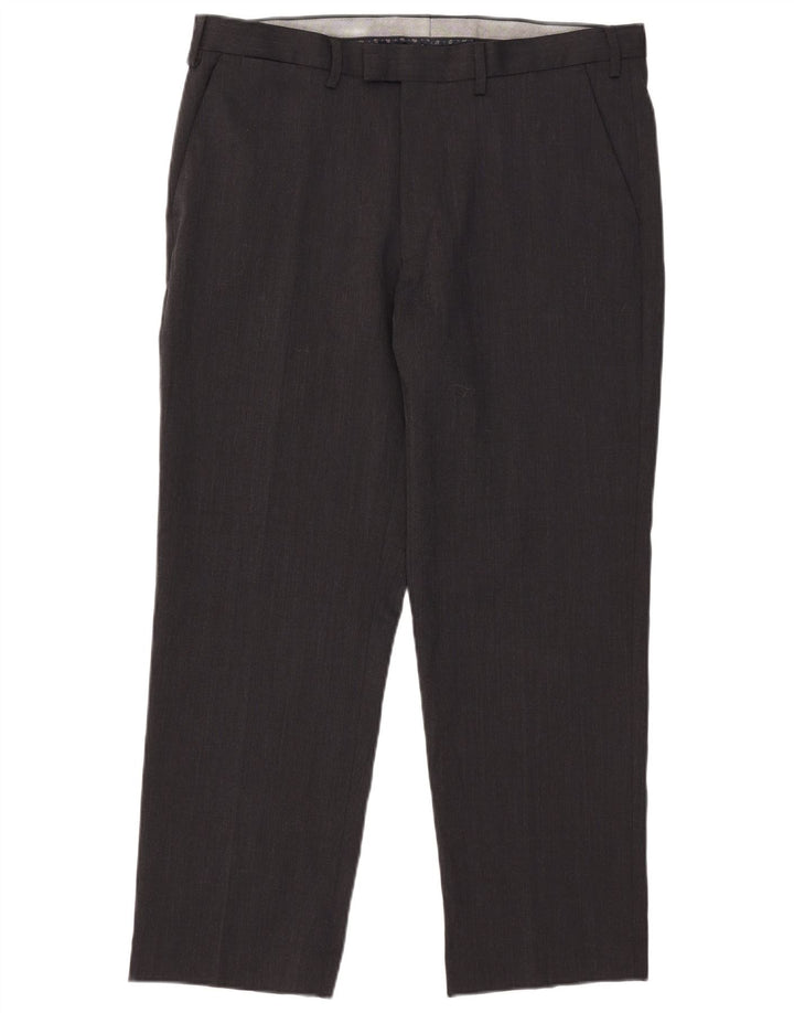 Pantaloni da abito regolari da uomo Marks & Spencer W38 L29 poliestere grigio