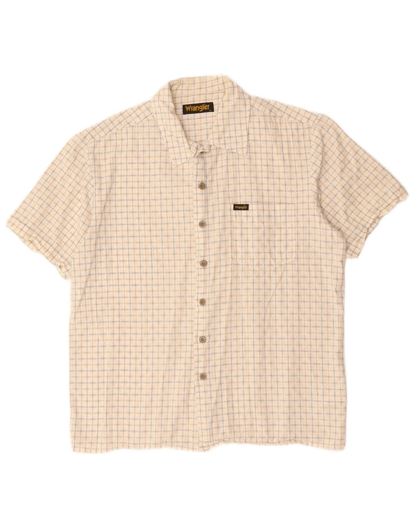 WRANGLER Camicia a maniche corte da uomo in cotone a quadri beige grande