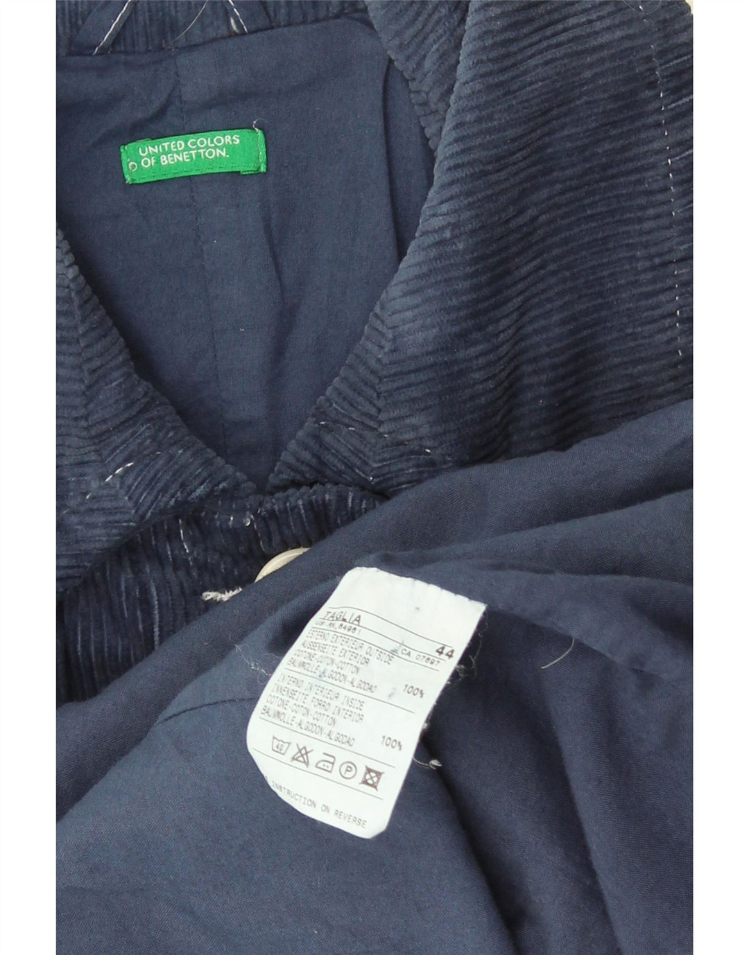 Cappotto da donna in velluto a coste Benetton IT 44 cotone medio blu navy
