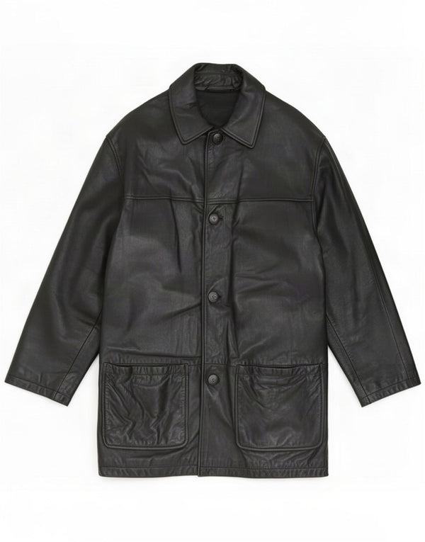 Marks & Spencer Cappotto in pelle St. Michael da uomo UK 38 Medio Nero