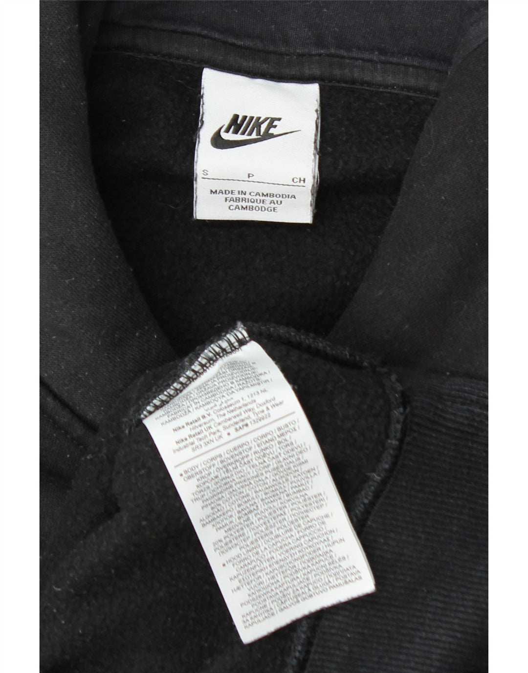 Felpa con cappuccio oversize da donna NIKE UK 10 piccola in cotone nero