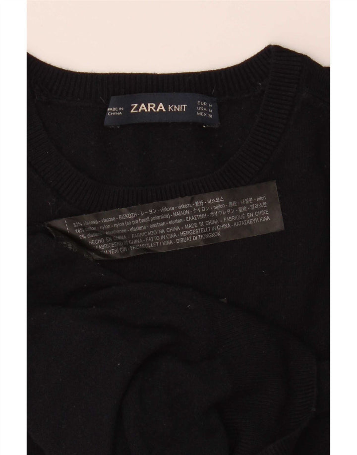 Maglione maglione girocollo da donna Zara UK 12 viscosa blu navy medio