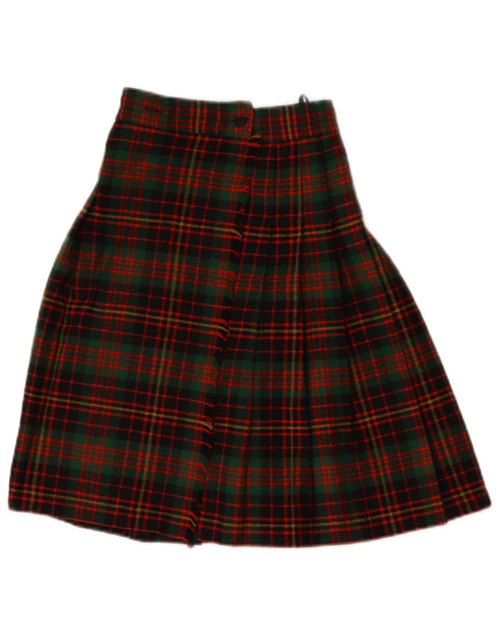 Gonna a portafoglio vintage da donna W22 2XS scozzese verde