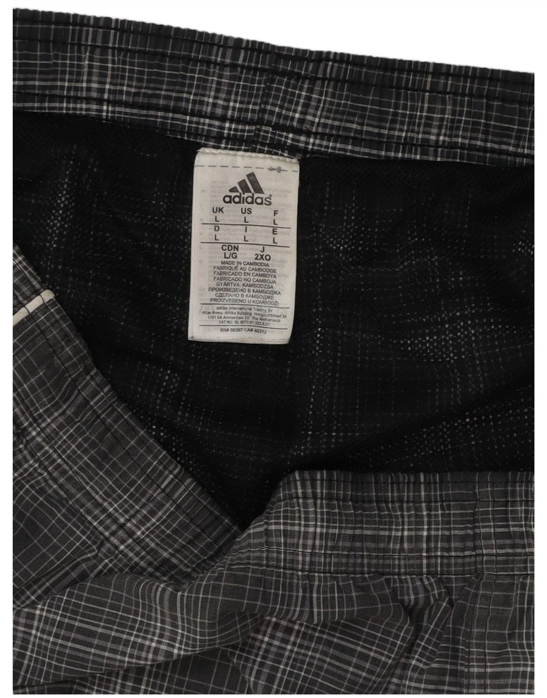 Pantaloncini da bagno da uomo ADIDAS grandi in poliestere a quadri grigi