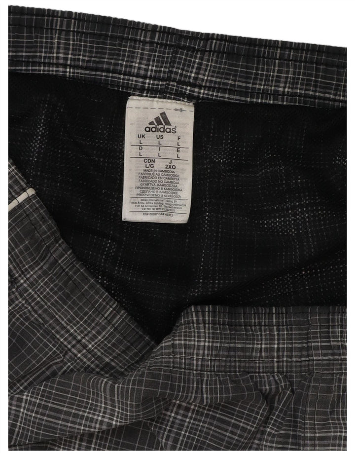 Pantaloncini da bagno da uomo ADIDAS grandi in poliestere a quadri grigi